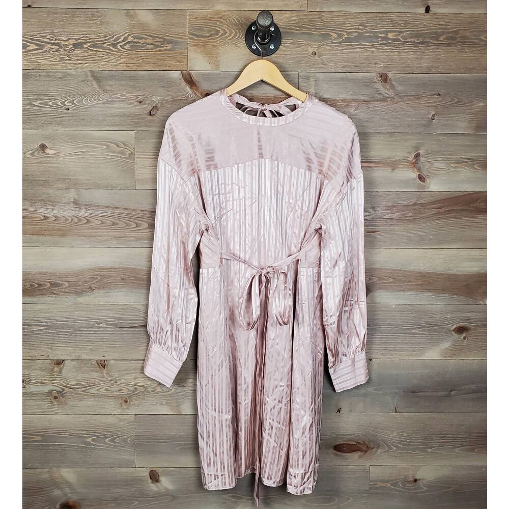 Aritzia Wilfred Silk Pink Stripe Lined Long Sleeves Gaillard Dress